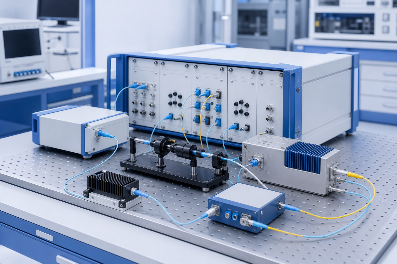 Fiber photonics communications test system