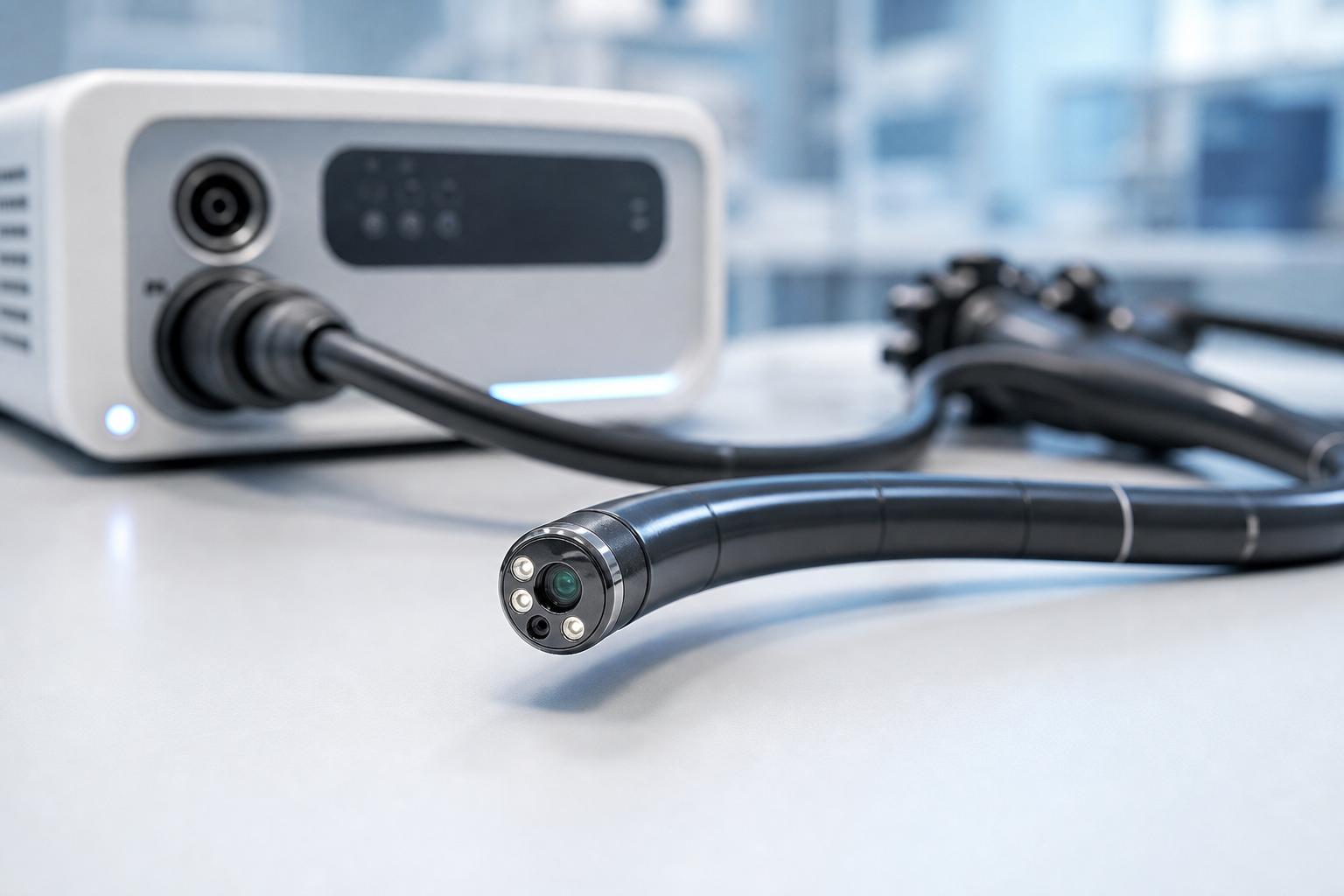 Endoscope distal camera head and compact visualization system